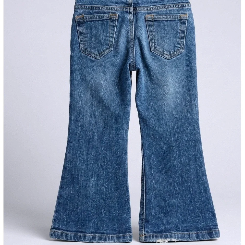 Vtg Gap Kids Y2K Flare Jeans Size 4 Adjustable Waist Stretch 2005‎ Retro Denim